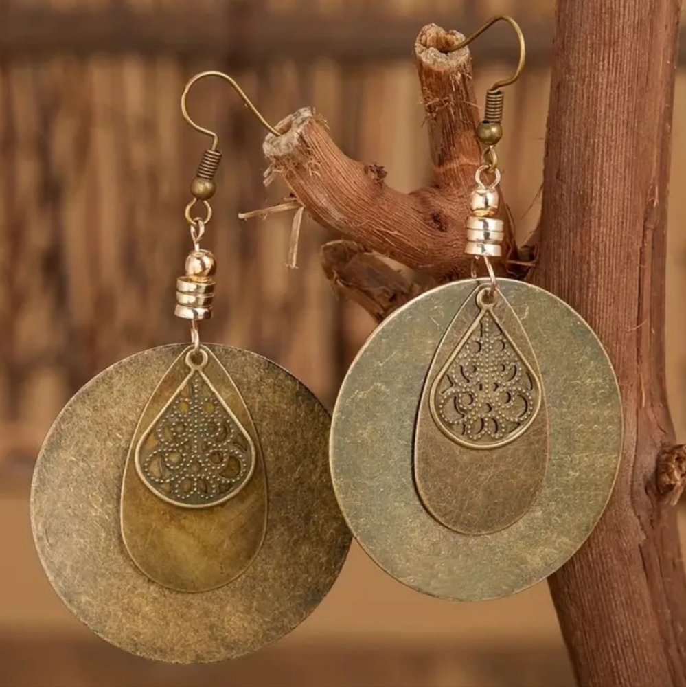 Elegant Gold and Bronze Dangle Earrings